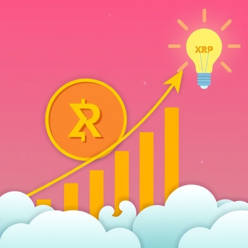 XRP幣向上攀升的插圖,代表潛在成長和ETF批准的光bulb符號吸引機構投資者