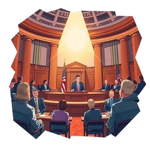 國會議員在風格化議會中投票，亮光象徵政府重開為聯邦員工帶來希望