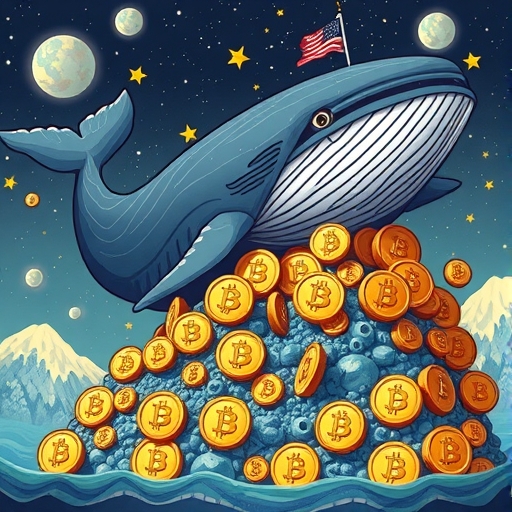 大型鯨魚般人物在市場低點積累比特幣，象徵機構買入與長期信心