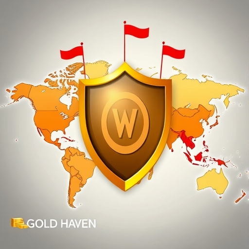 全球地緣政治衝突地圖與黃金避險概念圖示