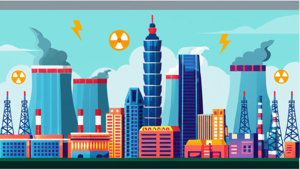 台灣經濟對穩定能源需求的插圖，突出核電的重要性
