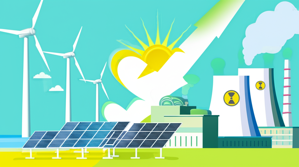 台灣核電對能源轉型影響插圖，對比再生能源與核設施