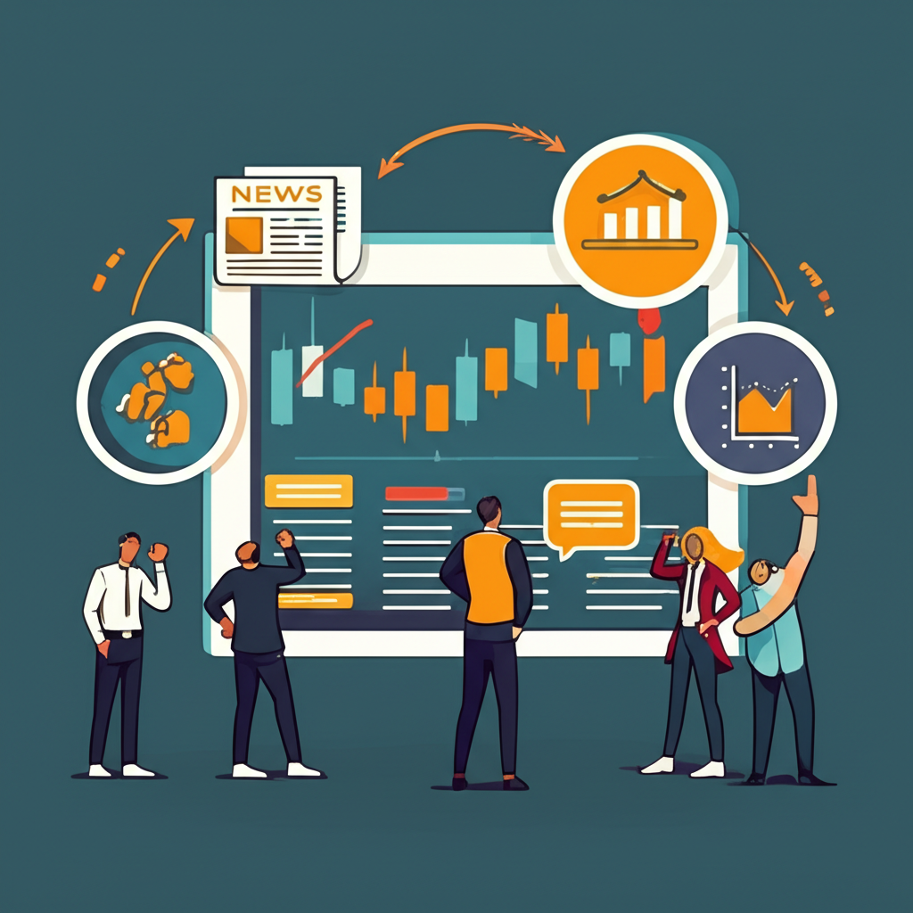全球金融新聞影響加密貨幣市場的圖示，包含經濟數據發布與投資者反應