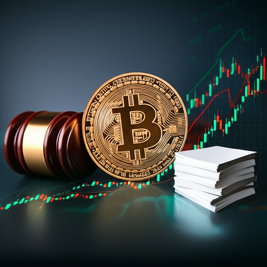 A representation of government policies and their impact on cryptocurrency market dynamics featuring Bitcoin