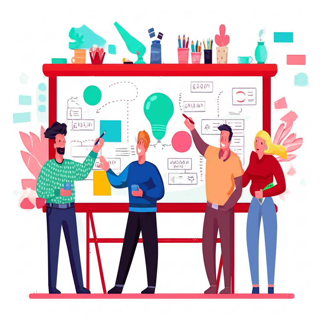 創意活力工作空間插圖,強調獨特企業文化與團隊互動活動