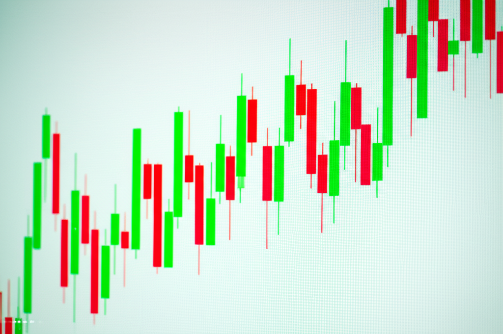 stock market illustration showing upward trends with increasing volatility