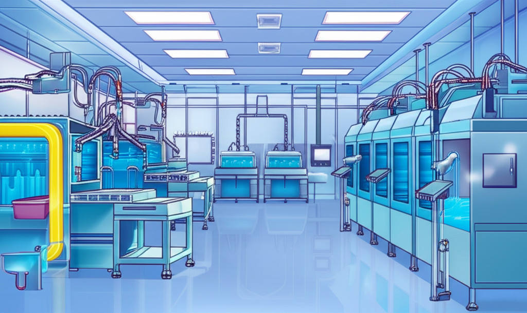 半導體製造設施中濕製程設備的示意圖