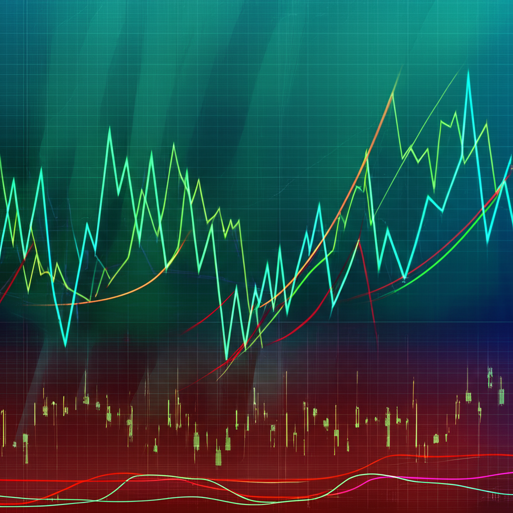 全球股市波動圖表與複雜變動的抽象插圖