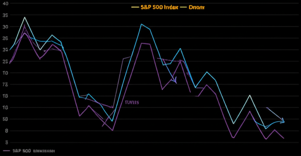 標準普爾500指數與個股表現對比，凸顯市場調整的圖示