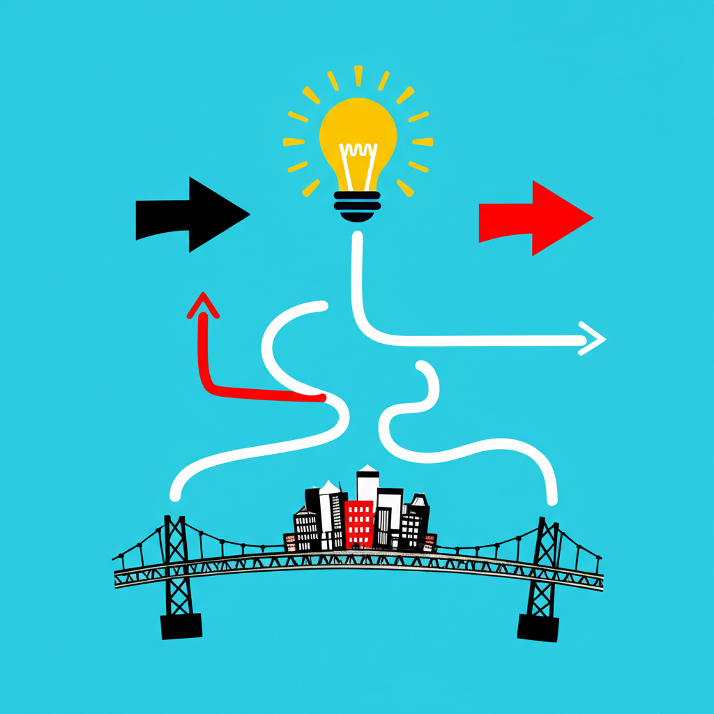 創業歷程從構想到實踐的插圖,融入韌性與適應元素,以及全球視野與人脈網絡在多元商業環境中的重要性