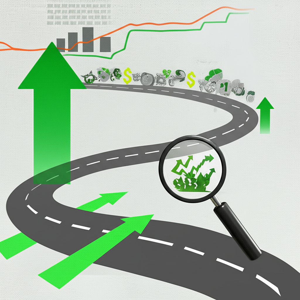 謹慎風險投資趨勢插圖,呈現財務與投資策略的視覺元素