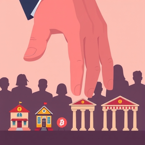 監管機構施壓銀行排除加密企業插圖，象徵排除與困難感
