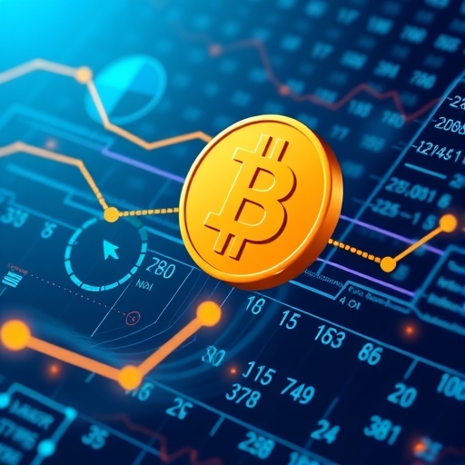 區塊鏈數據流匯入比特幣符號，分析工具顯示公允價值接近當前市場價格，展現基本面實力