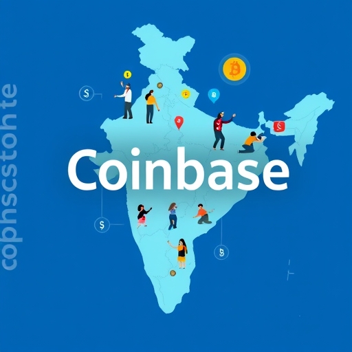 Coinbase與印度市場整合圖示，強調數位交易與年輕用戶增長