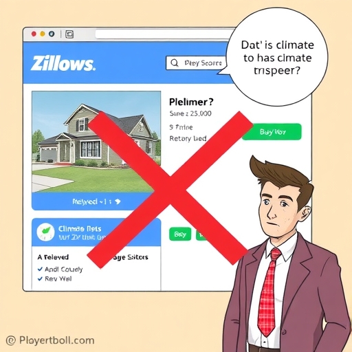 Zillow移除氣候風險評分的決定插圖，顯示市場透明度與商業利益的衝突