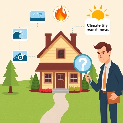 Zillow推出氣候風險評分的初衷插圖，房屋周圍環繞氣候風險圖標