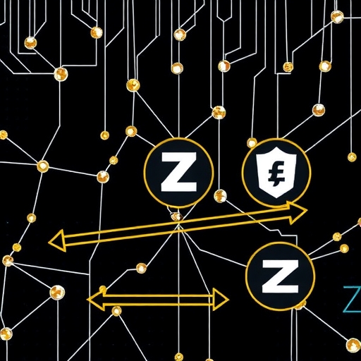 Zcash網路調整交易費用,配以滑桿、隱私盾牌及ECC標誌,平衡成本與使用者隱私的圖示風格插畫