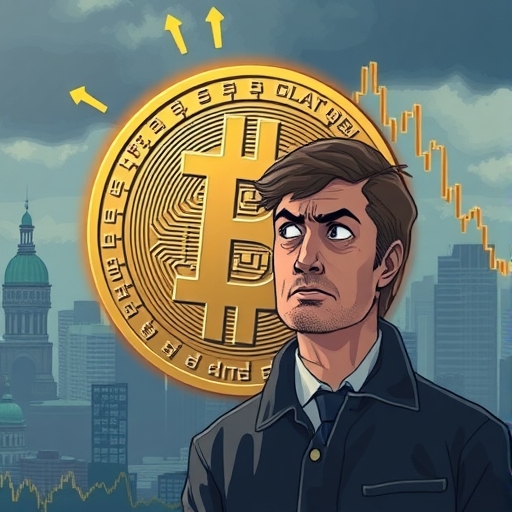 比特幣反映經濟陰霾的插圖，顯示通貨膨脹與謹慎投資