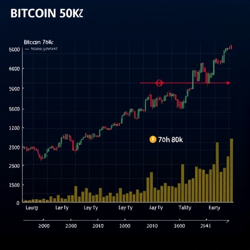 比特幣價格圖表顯示7萬至8萬美元區間的空白區域，突出加密貨幣市場的挑戰與機會