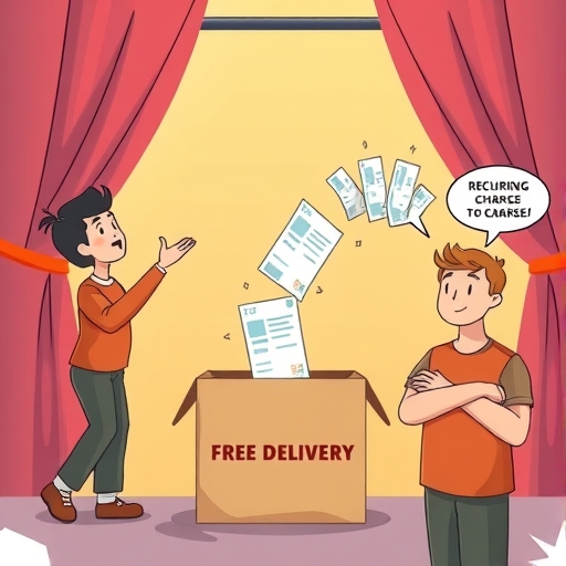 顧客伸手拿免費送貨盒但隱藏費用與自動扣款的插圖
