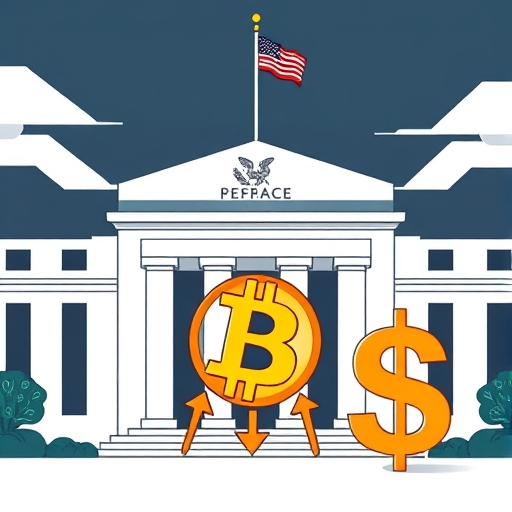 聯準會大樓投下陰影影響比特幣,美元強勢的插圖