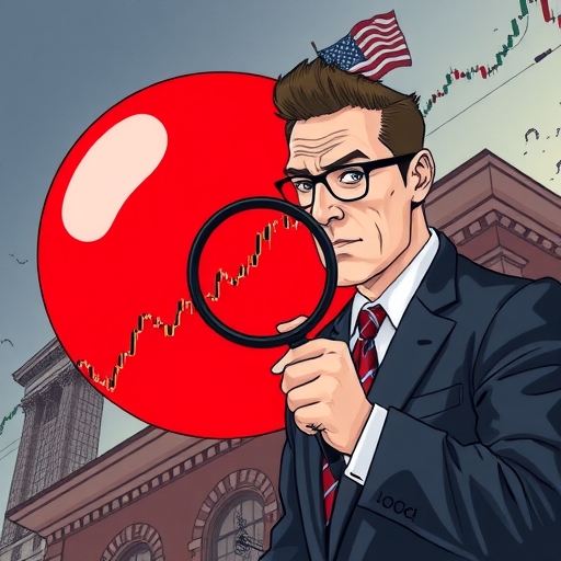 Wall Street analyst scrutinizing Palantir stock chart for overvaluation risks