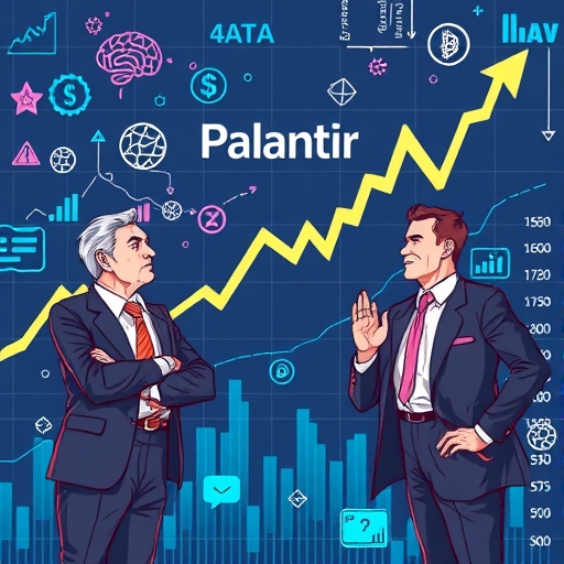 Palantir stock chart illustrating dramatic upward trend with contrasting investor views