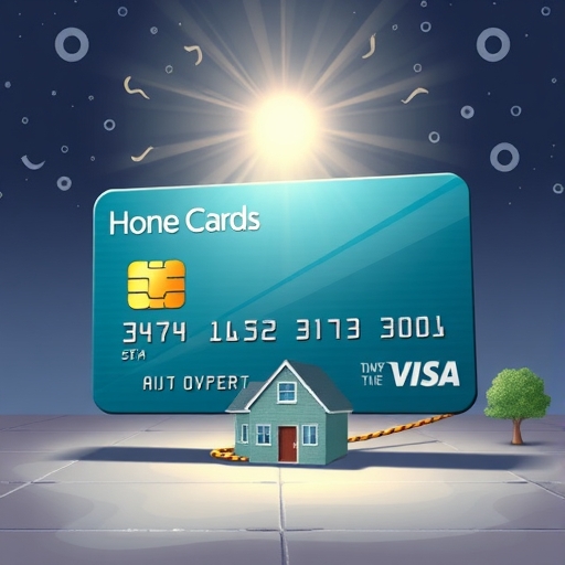 Mesa Homeowners Card 突然關閉的插圖,亮光逐漸消逝,留下驚訝的房主面對獎勵房貸支付的獨特信用卡結束