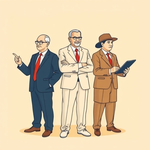 An illustration of three distinct figures representing foreign institutional investors investment trusts and proprietary traders influencing the T<a href=