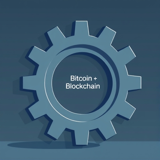 An illustration showing a vital gear labeled Bitcoin and Blockchain missing from a large machine representing national security strategy while other nations actively utilize similar gears