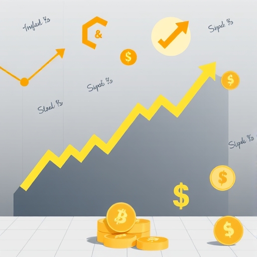 黃金價格波動圖表周圍環繞通貨膨脹箭頭、利率刻度、美元符號與地緣政治風險圖標的經濟指標插圖