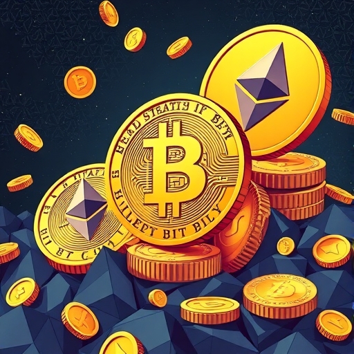 比特幣以太坊 Solana Cardano 狗狗幣迷因幣市場下跌獲利了結風險規避情緒 Robinhood 交易量下降股價下跌插圖風格