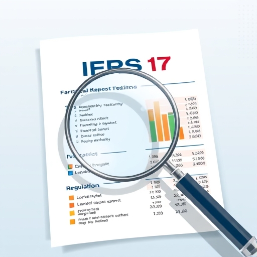 透明財務報表與放大鏡，顯示台灣壽險業IFRS 17和ICS新規強化財務韌性