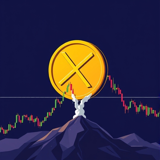 XRP 硬幣跌破 0.50 美元支撐線，伴隨著下降三角形模式與向下趨勢的移動平均線