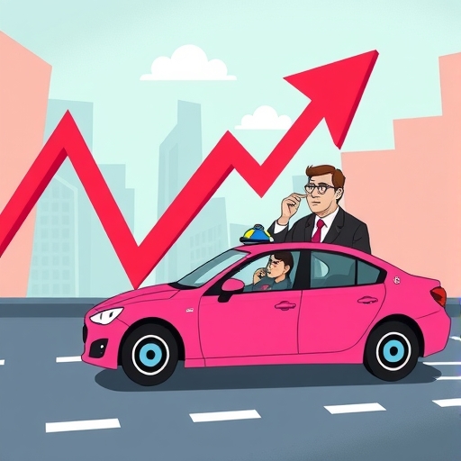 Lyft 股價下跌圖示,自動駕駛車超越傳統計程車,投資者憂心忡忡