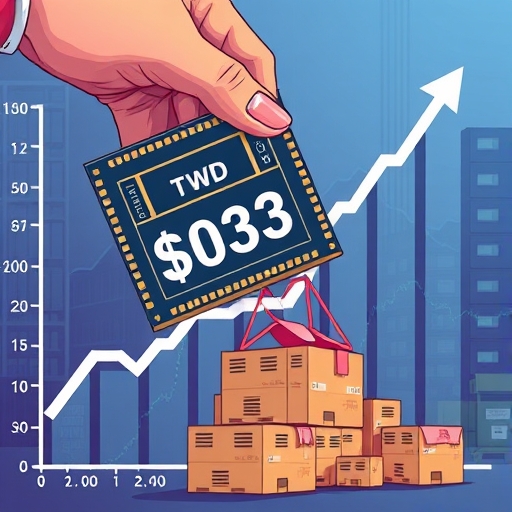 記憶體晶片價格上漲圖表顯示30.33億元，手移除庫存箱象徵壓力緩解與減產，動感市場場景