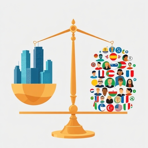 平衡天平圖像，一側少數大型科技巨頭，另一側眾多等大小多元公司，代表等權重ETF的廣泛市場曝險策略