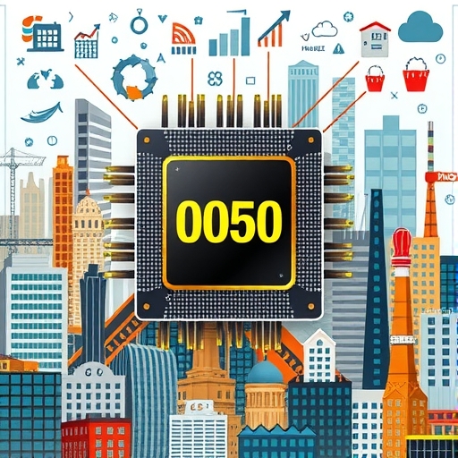 產業圖像馬賽克以半導體晶片為中心，代表0050成分