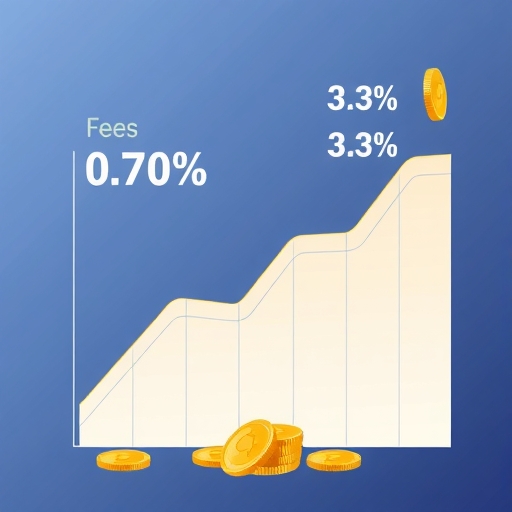 Avalanche ETF 費用結構與質押收益圖表插圖，顯示 0.70% 費用與 3.3% 收益率的成長趨勢