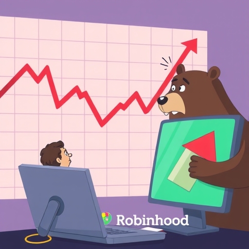 羅賓漢股價急劇下跌圖表與擔憂投資者