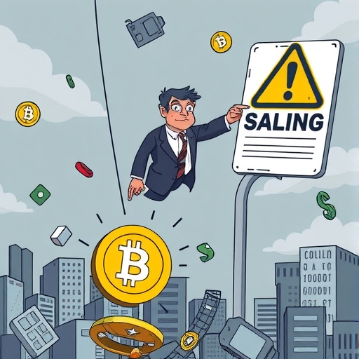 加密市場波動插圖，顯示Axelar代幣下跌與SEC監管警告的混亂場景