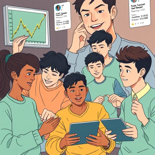 多元年輕人透過數位平台交易股票與社群媒體影響的簡易投資環境