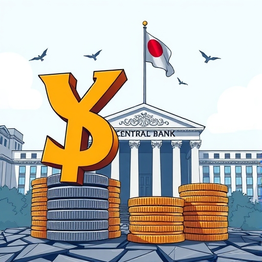 日圓符號強勁成長壓低加密貨幣堆疊，央行建築背景代表政策轉變