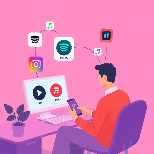 Spotify 用戶輕鬆匯入其他串流服務音樂播放清單，管理音樂庫數位整合自由插圖