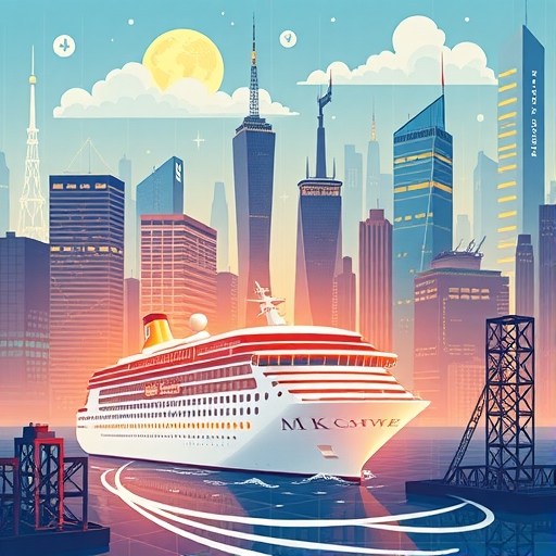 illustration style global stock market uncertainty AI biotech cruise industries Wall Street insights investment opportunities