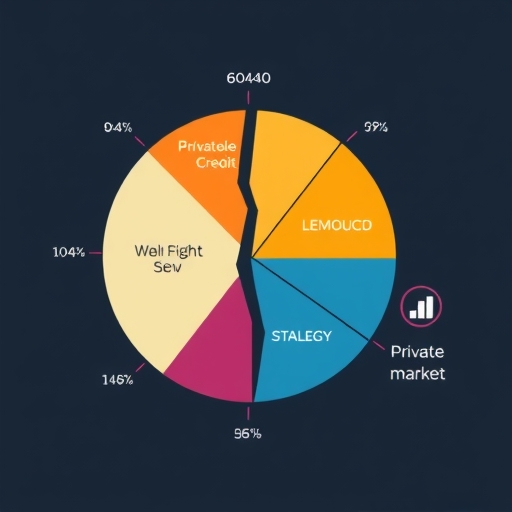 投資策略演變插圖，傳統60/40組合轉型為包含私人信貸的多元化配置