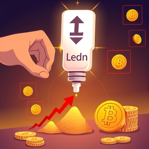 Tether 向 Ledn 注入資本的插圖，象徵比特幣借貸生態的投資與成長，伴隨數位貨幣符號