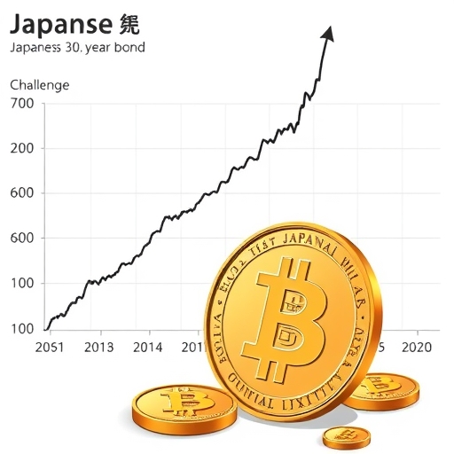 日本30年期公債圖表急升吸引資金遠離數位比特幣的插圖，顯示金融挑戰場景