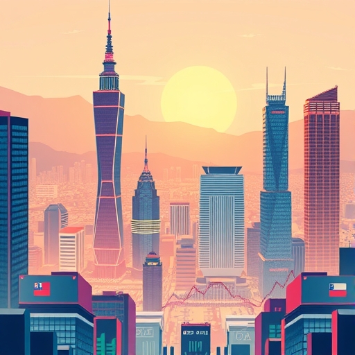 台灣股市熱鬧景象,圖表顯示高股息ETF與台積電成長,象徵多元投資策略