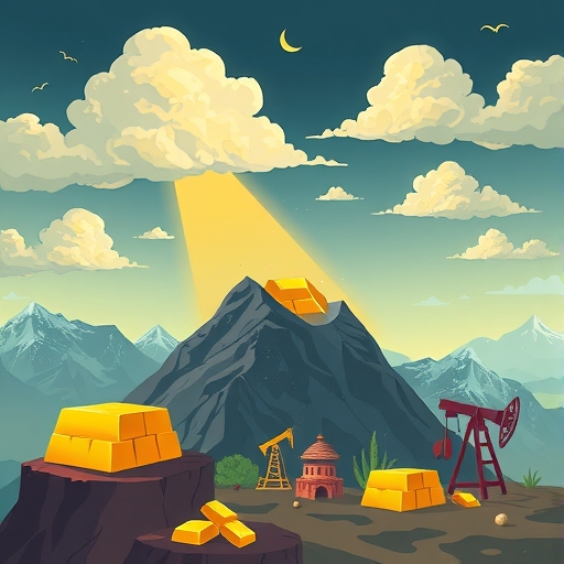 黃金作為避險資產的插圖，保護投資組合免受經濟風暴影響